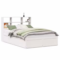 vidaXL Bed Frame without Mattress Bed Base Solid Wood Pine - white, 120 x 200 cm