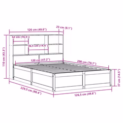 vidaXL Bed Frame without Mattress Bed Base Solid Wood Pine - white, 120 x 200 cm