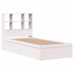 vidaXL Bed Frame without Mattress Bed Base Solid Wood Pine - white, 90 x 200 cm