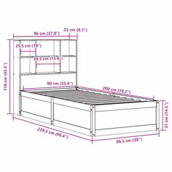vidaXL Bed Frame without Mattress Bed Base Solid Wood Pine - white, 90 x 200 cm