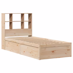 vidaXL Bed Frame without Mattress Bed Base Solid Wood Pine - natural, 90 x 190 cm