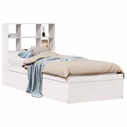 vidaXL Bed Frame without Mattress Bed Base Solid Wood Pine - white, 90 x 190 cm