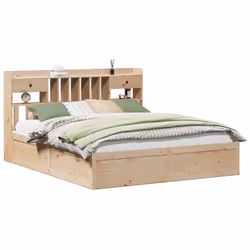 vidaXL Bed Frame without Mattress Solid Wood Pine - natural, 200 x 200 cm