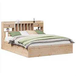 vidaXL Bed Frame without Mattress Solid Wood Pine - natural, 200 x 200 cm