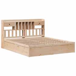 vidaXL Bed Frame without Mattress Solid Wood Pine - natural, 200 x 200 cm