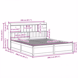 vidaXL Bed Frame without Mattress Solid Wood Pine - natural, 200 x 200 cm