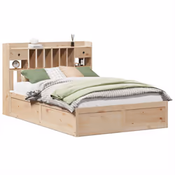 vidaXL Bed Frame without Mattress Solid Wood Pine - natural, 150 x 200 cm