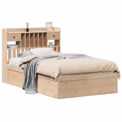 vidaXL Bed Frame without Mattress Solid Wood Pine - natural, 135 x 190 cm