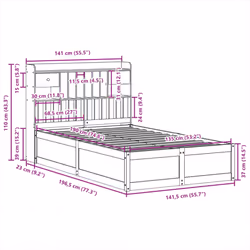 vidaXL Bed Frame without Mattress Solid Wood Pine - natural, 135 x 190 cm - Additional view 10