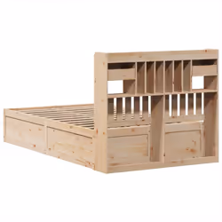 vidaXL Bed Frame without Mattress Solid Wood Pine - natural, 135 x 190 cm - Additional view 6