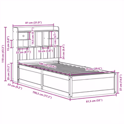 vidaXL Bed Frame without Mattress Solid Wood Pine - natural, 75 x 190 cm