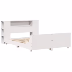 vidaXL Bed Frame without Mattress Bed Base Solid Wood Pine - white, 140 x 200 cm - Additional view 2