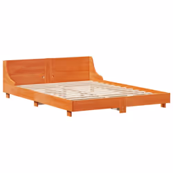 vidaXL Bed Frame without Mattress Bed Wax Brown 140x200 cm Solid Wood Pine - Additional view 4