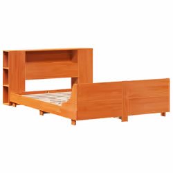 vidaXL Bed Frame without Mattress Wax Brown 135x190 cm Double Solid Wood Pine
