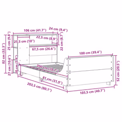 vidaXL Bed Frame without Mattress Bed Base Solid Wood Pine - white, 100 x 200 cm