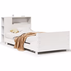 vidaXL Bed Frame without Mattress Bed Base Solid Wood Pine - white, 90 x 200 cm