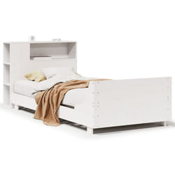 vidaXL Bed Frame without Mattress Bed Base Solid Wood Pine - white, 90 x 200 cm