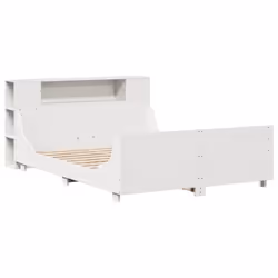 vidaXL Bed Frame without Mattress White 150x200 cm King Size Solid Wood Pine