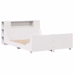 vidaXL Bed Frame without Mattress White 135x190 cm Double Solid Wood Pine