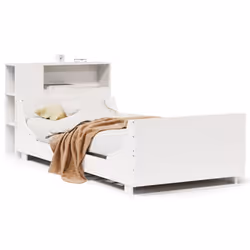 vidaXL Bed Frame without Mattress White Solid Wood Pine - white, 100 x 200 cm