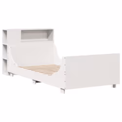 vidaXL Bed Frame without Mattress White Solid Wood Pine - white, 100 x 200 cm