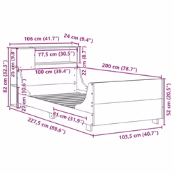 vidaXL Bed Frame without Mattress White Solid Wood Pine - white, 100 x 200 cm
