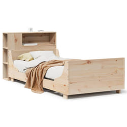 vidaXL Bed Frame without Mattress White Solid Wood Pine - natural, 90 x 190 cm