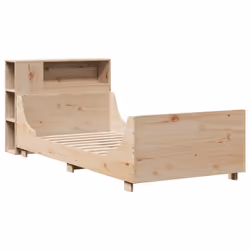 vidaXL Bed Frame without Mattress White Solid Wood Pine - natural, 90 x 190 cm