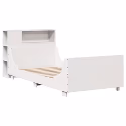 vidaXL Bed Frame without Mattress White Solid Wood Pine - white, 75 x 190 cm - Additional view 2