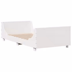 vidaXL Bed Frame without Mattress White Solid Wood Pine - white, 75 x 190 cm - Additional view 4