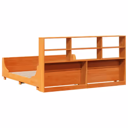 vidaXL Bookcase Bed without Mattress Bed Base Wax Brown 200x200 cm Solid Wood - Additional view 5