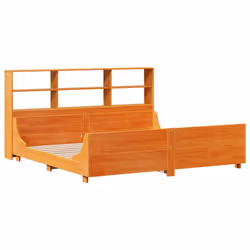 vidaXL Bookcase Bed without Mattress Bed Base Wax Brown Super King Solid Wood