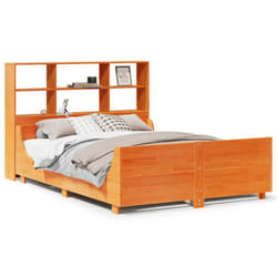 vidaXL Bookcase Bed without Mattress Bed Frame Bed Base Bedstead Solid Wood - wax brown, 160 x 200 cm