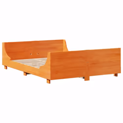 vidaXL Bookcase Bed without Mattress Bed Frame Bed Base Bedstead Solid Wood - wax brown, 140 x 200 cm