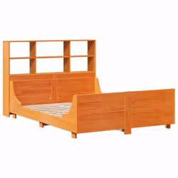 vidaXL Bookcase Bed without Mattress Bed Frame Bed Base Bedstead Solid Wood - wax brown, 140 x 190 cm - Additional view 2