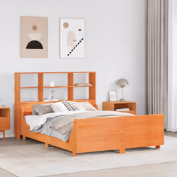vidaXL Bookcase Bed without Mattress Wax Brown 135x190 cm Double Solid Wood