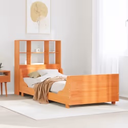 vidaXL Bookcase Bed without Mattress Wax Brown 90x190 cm Single Solid Wood