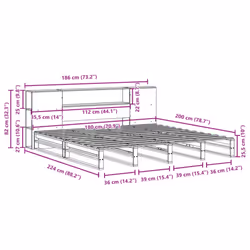 vidaXL Bookcase Bed without Mattress Bed 180x200 cm Super King Solid Wood