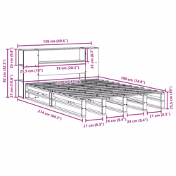 vidaXL Bookcase Bed without Mattress Bed 120x190 cm Small Double Solid Wood