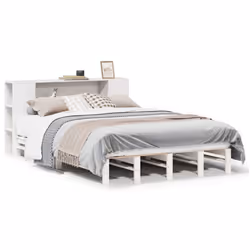 vidaXL Bookcase Bed without Mattress Bed Base White 140x190 cm Solid Wood