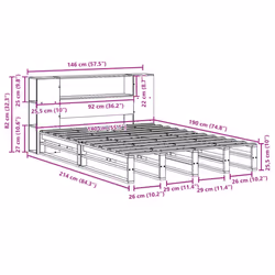 vidaXL Bookcase Bed without Mattress Bed Base White 140x190 cm Solid Wood
