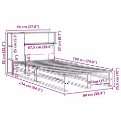 vidaXL Bookcase Bed without Mattress Bed Base 90x190 cm Single Solid Wood