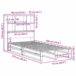 vidaXL Bookcase Bed without Mattress Bed Base 90x190 cm Single Solid Wood