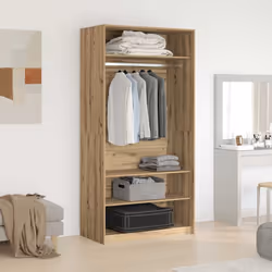 vidaXL Wardrobe Clothing Storage Hanger Clothes Cabinet Closet Engineered Wood - artisan oak, 100 x 50 x 200 cm/ 4 shelves - Additional view 2