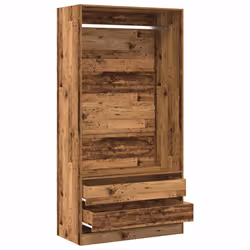 vidaXL Wardrobe Clothing Storage Hanger Clothes Cabinet Closet Engineered Wood - old wood, 100 x 50 x 200 cm/ 4 drawers - Additional view 6