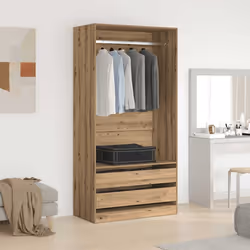 vidaXL Wardrobe Clothing Storage Hanger Clothes Cabinet Closet Engineered Wood - artisan oak, 100 x 50 x 200 cm/ 4 drawers - Additional view 2