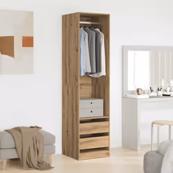 vidaXL Wardrobe Clothing Storage Hanger Clothes Cabinet Closet Engineered Wood - artisan oak, 50 x 50 x 200 cm/ 4 drawers - Additional view 2