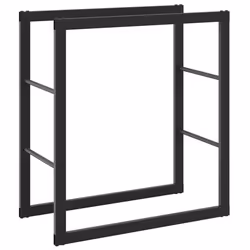 vidaXL Firewood Rack Fireplace Log Store Firewood Log Rack Holder Black Steel - 55 x 30 x 61 cm