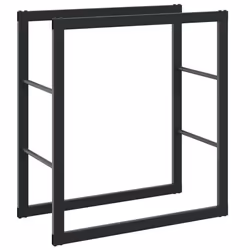 vidaXL Firewood Rack Fireplace Log Store Firewood Log Rack Holder Black Steel - 55 x 30 x 61 cm - Additional view 5