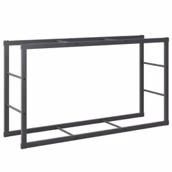 vidaXL Firewood Rack Fireplace Log Store Firewood Log Rack Holder Black Steel - 110 x 30 x 61 cm
